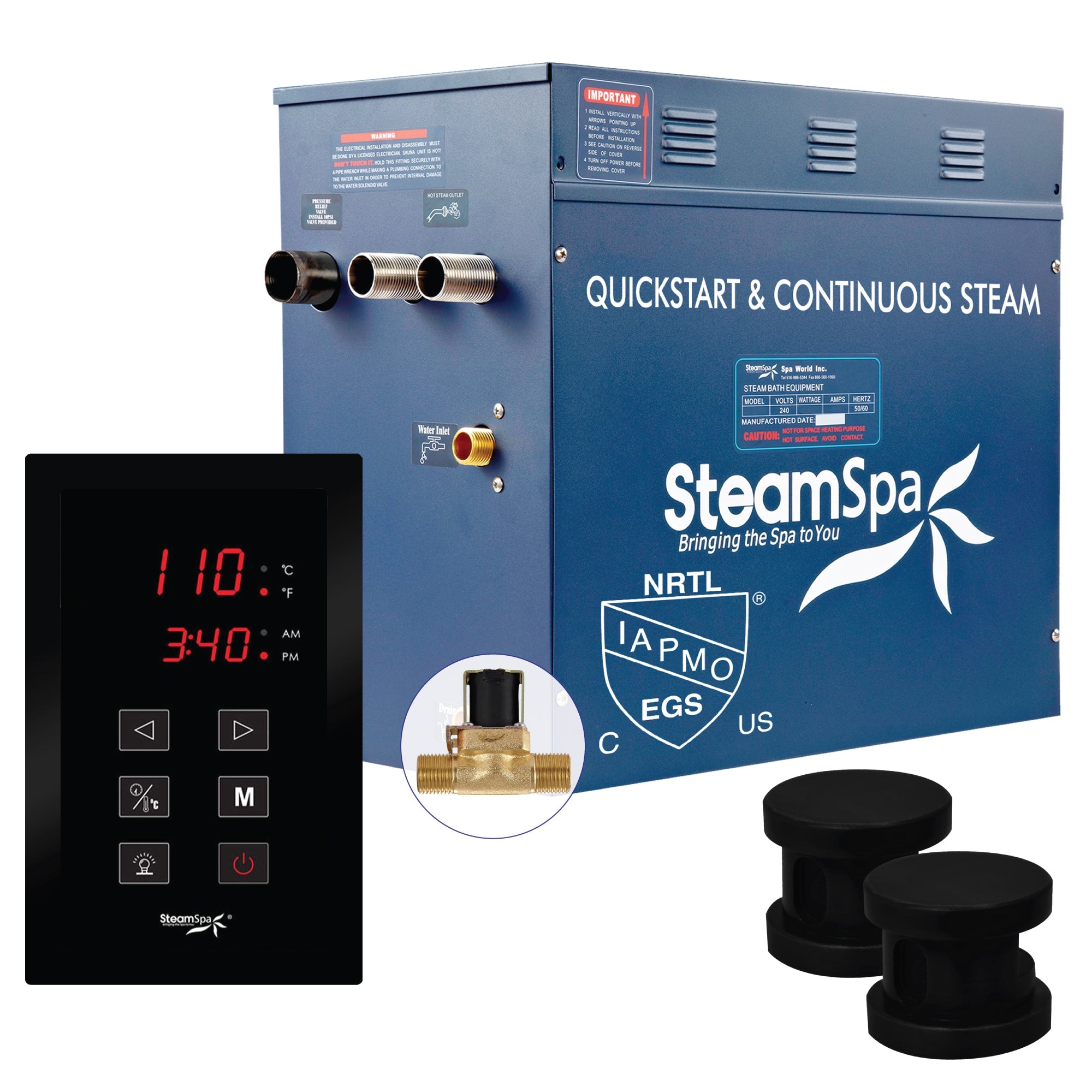 steamspa(スチームスパ) STEAMSPA 12kW Steam Sauna Generator Sentry Series 240V Steam